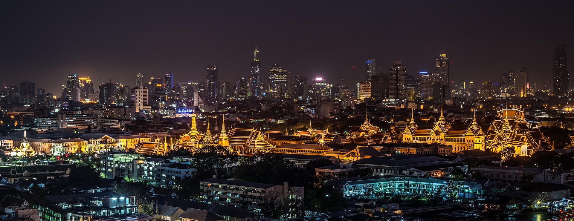 The Grand Palace in Bangkok illuminated at night